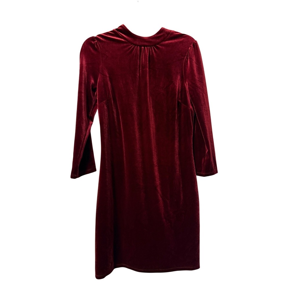 Boden Burgundy Velvet High Neck Shift Dress Red 3/4 Sleeve Mini US 6R UK 10R‎